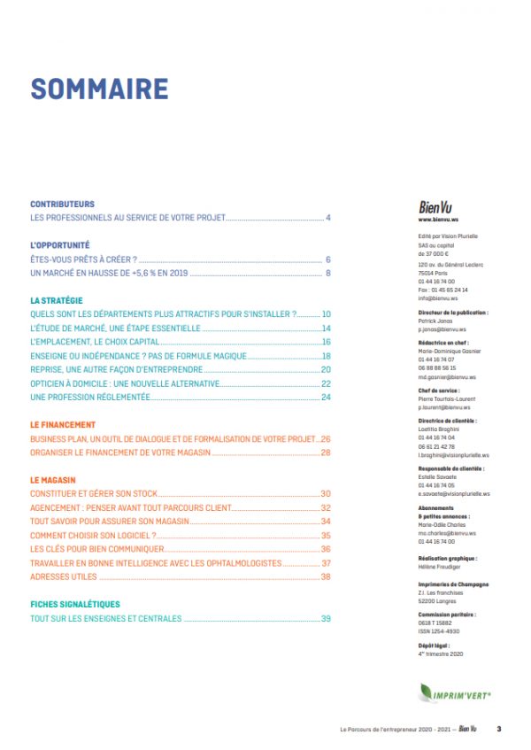 Hors-Série Parcours de l'Entrepreneur 2020 - Sommaire