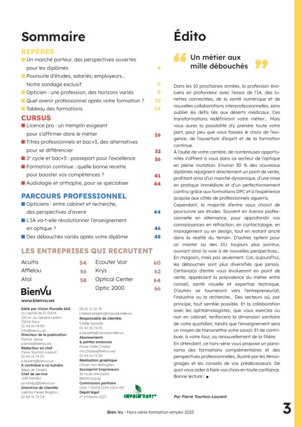 Hors-Série Emploi 2025 - Sommaire / Edito