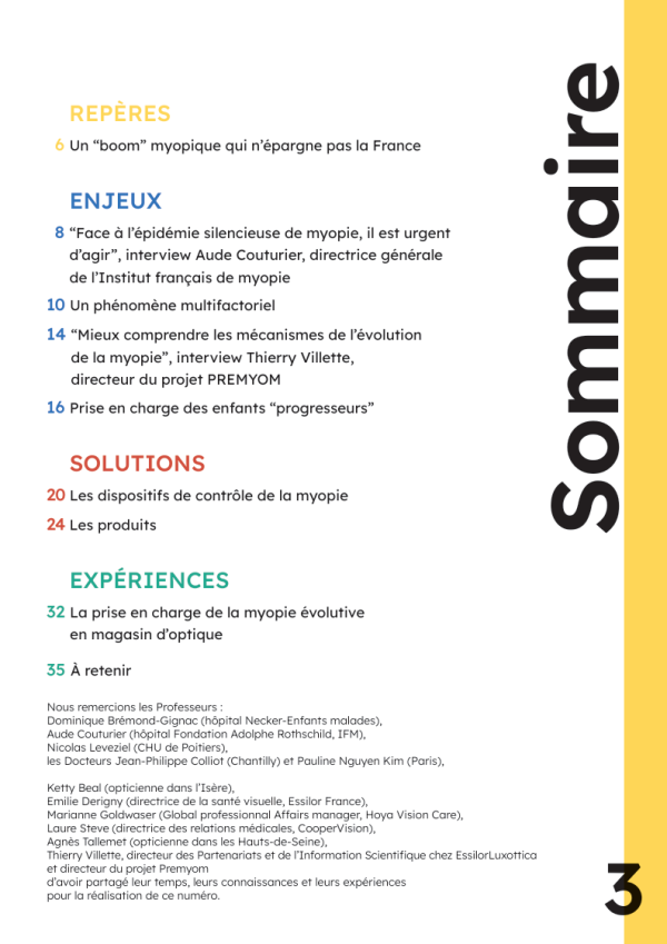 Contrôle Myopie 2025 - Sommaire